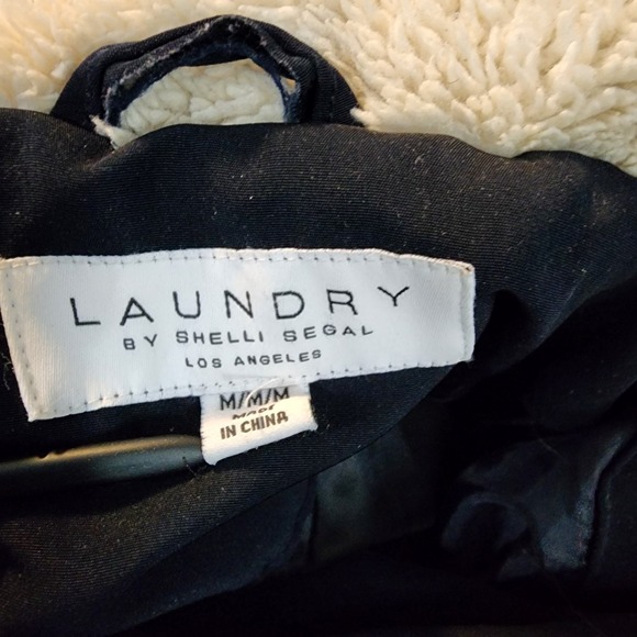 LAUNDRY by SHELLI SEGAL Size Medium Navy Blue Quilted Removable Hood Winter Coat - Picture 8 of 9